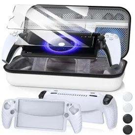 10 in 1 Accessories Set Compatible with PlayStation Portal, EVA Carrying Case for PS5 Portal, Soft Silicone Protective Cover, 2Pack HD Screen Protectors, 4 Thumb Grip, 2 Cleaning Kit, PS Portal Accessory