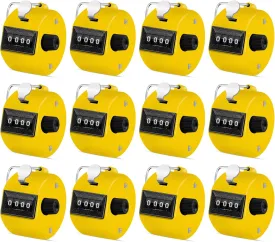 12 Pcs Hand Tally Counter 4-Digit Lap Counter Clicker, Manual Mechanical Handheld Pitch Click Counter with Finger Ring for School Golf & Knitting Row Croche