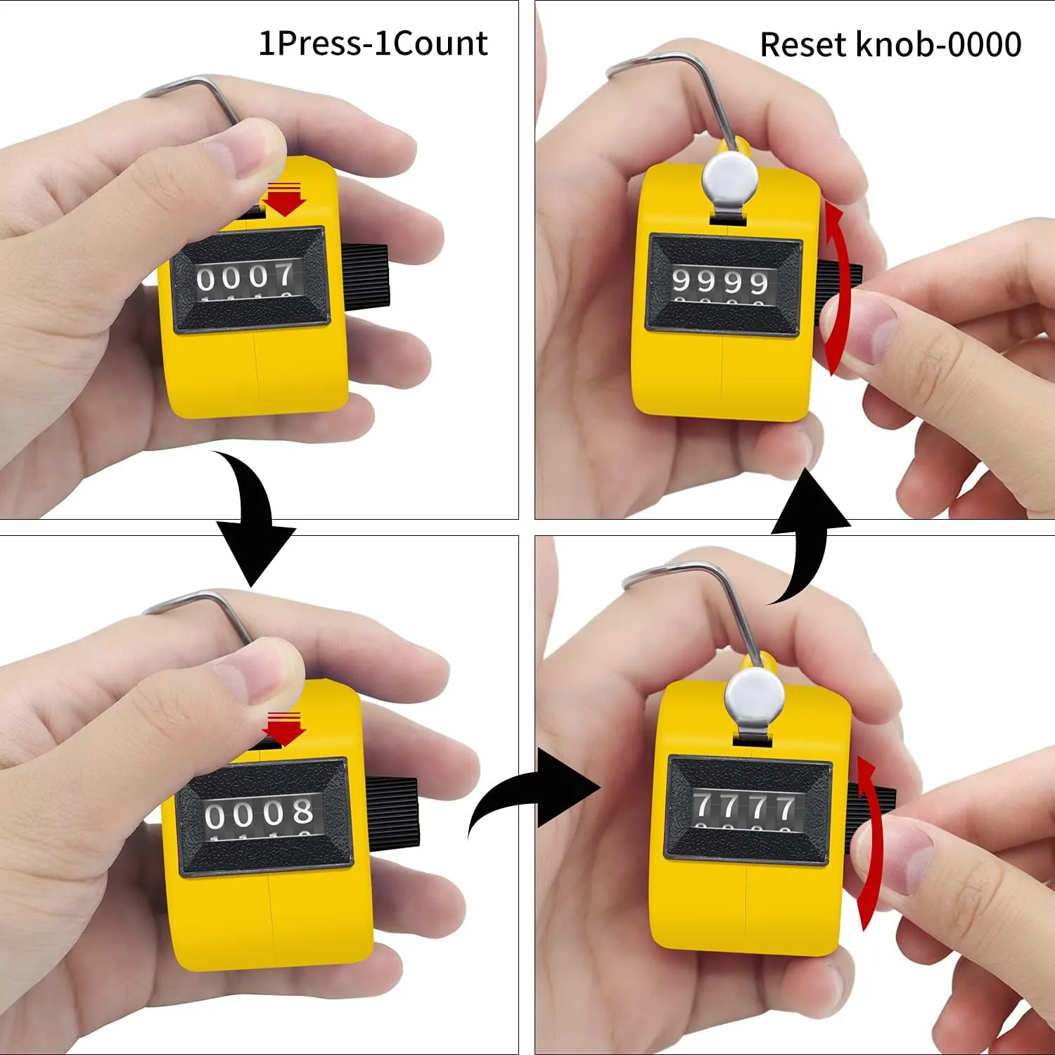 12 Pcs Hand Tally Counter 4-Digit Lap Counter Clicker, Manual Mechanical Handheld Pitch Click Counter with Finger Ring for School Golf & Knitting Row Croche