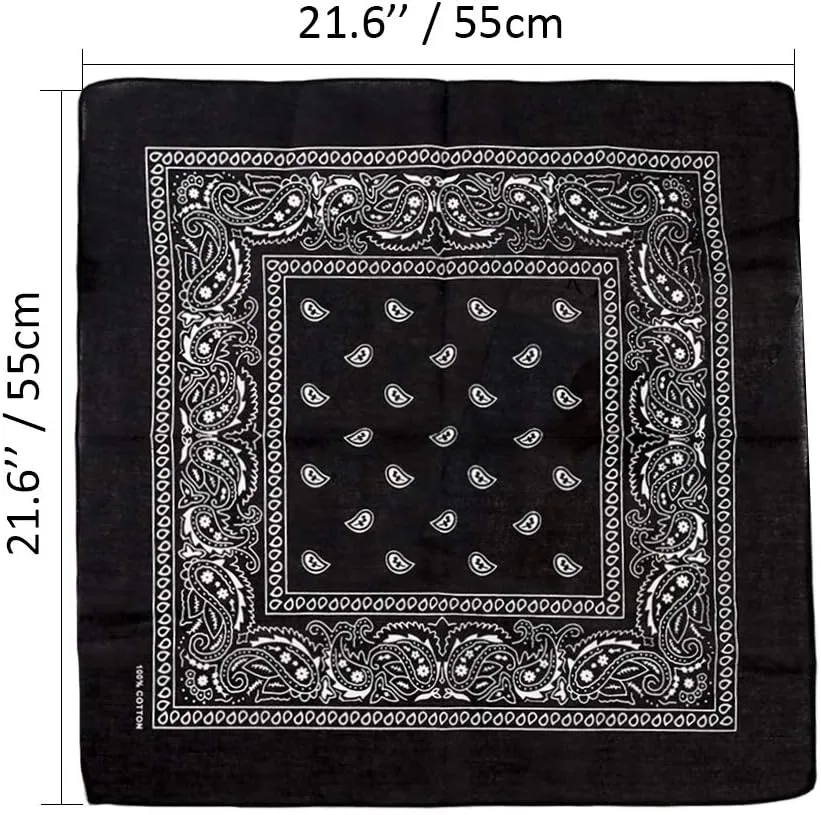 3 Pack 100% Cotton Paisley Pattern Bandanas Face Mask Square Scarf Headwear