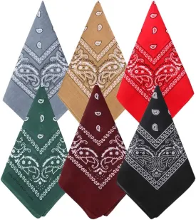 3 Pack 100% Cotton Paisley Pattern Bandanas Face Mask Square Scarf Headwear