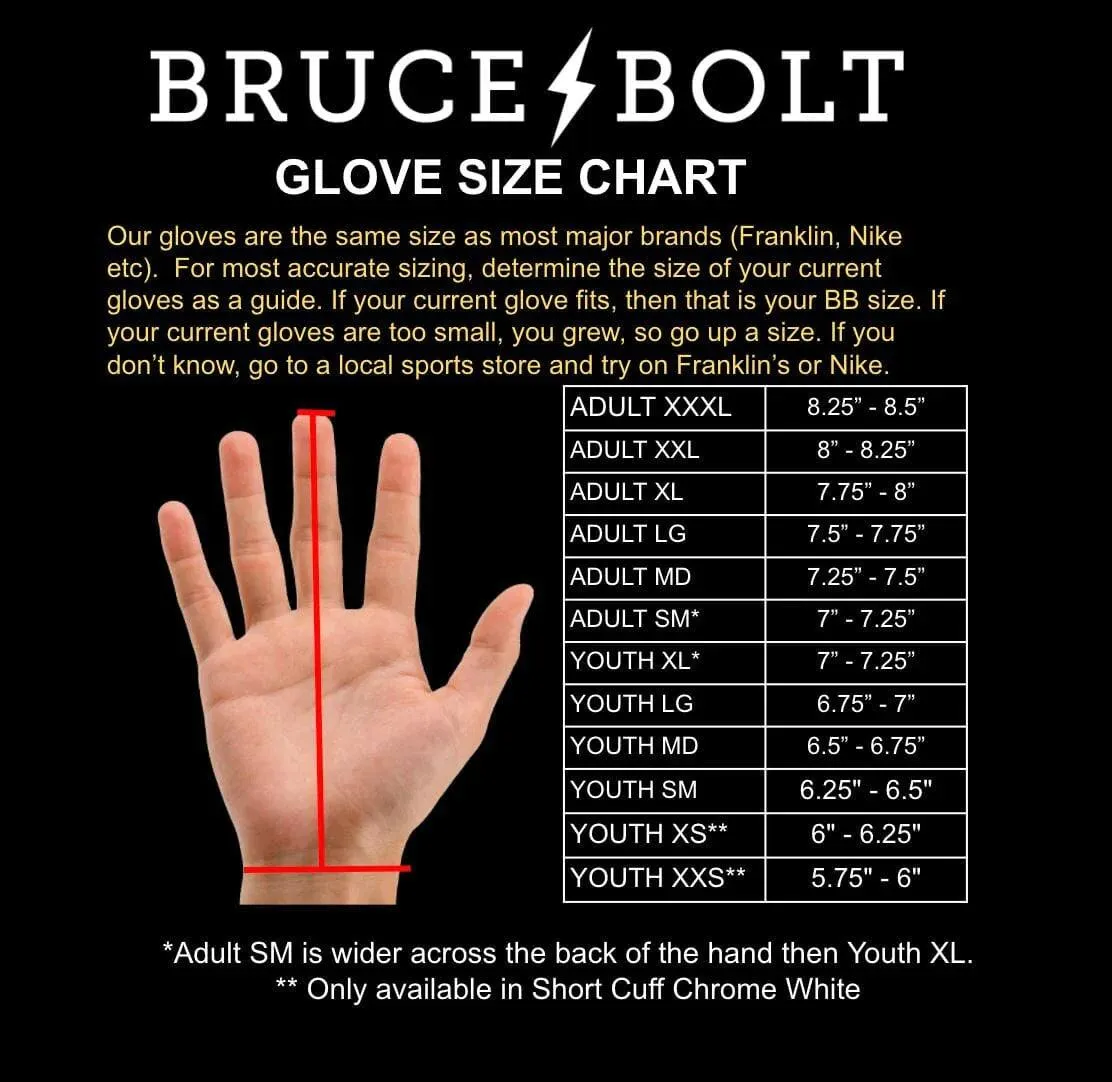 Bruce Bolt PREMIUM PRO Happ Series Short Cuff Batting Gloves: White
