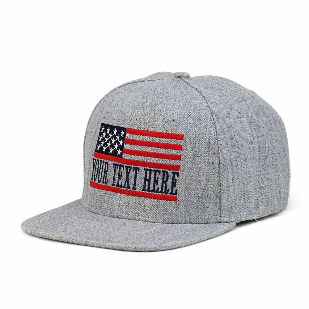 Customized American Flag Wool Snapback Cap