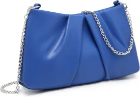 Dasein Elegant Pleated Evening Bag Soft Vegan Leather Clutch Purse Dressy Formal Handbag with 2 Chain Straps for Women