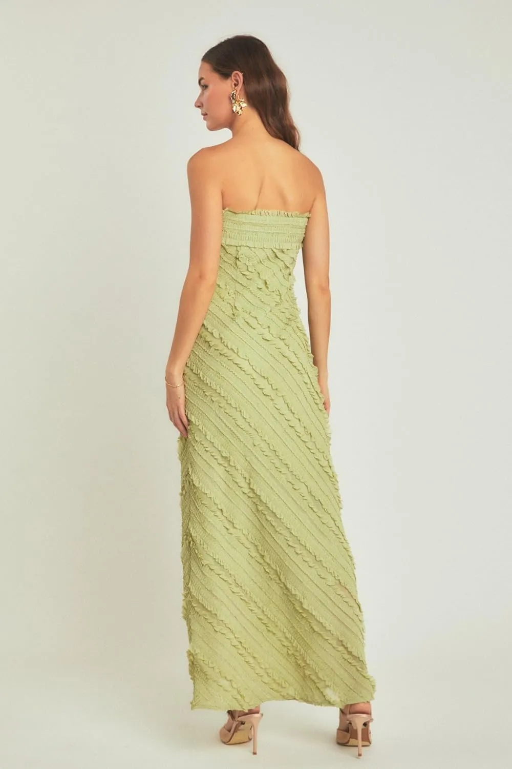 endless rose Women's Strapless Ruffled Maxi Dress