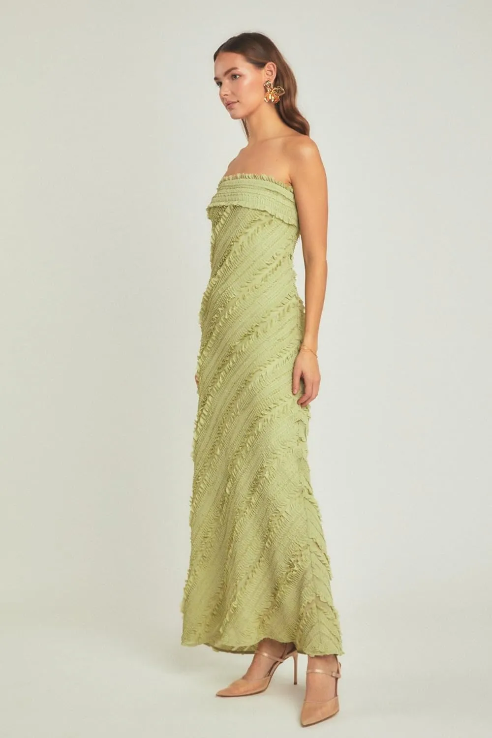endless rose Women's Strapless Ruffled Maxi Dress