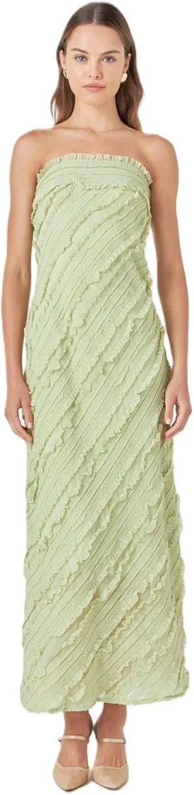endless rose Women's Strapless Ruffled Maxi Dress