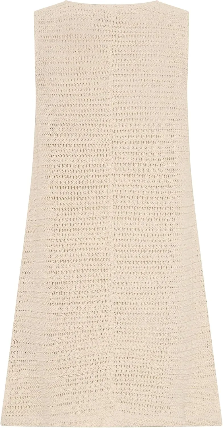 Gacaky Women's Summer Mini Dress Swimsuit Crochet Swim Cover Up Bathing Suit Swimwear Mesh Knit Beach Mini Dress