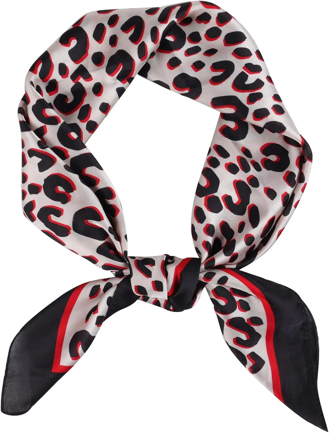 GERINLY Silk Hair Scarf Animal Print Leopard Neck Scarf Spring Neckerchief for Women