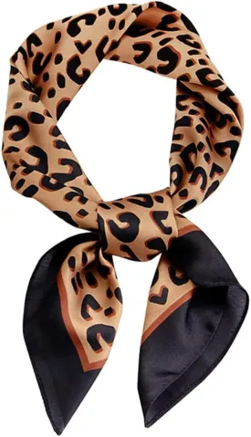 GERINLY Silk Hair Scarf Animal Print Leopard Neck Scarf Spring Neckerchief for Women