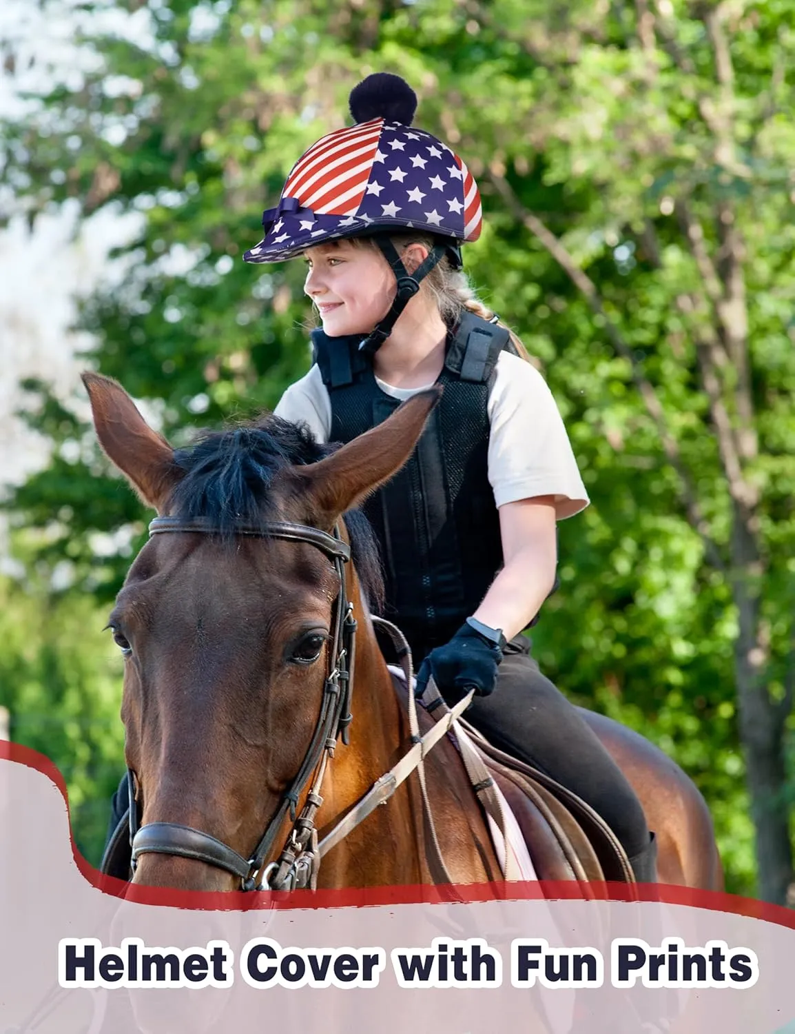 Harrison Howard Equestrian Riding Helmet Cover with Cute Bow Cover ONLY, Helmet NOT Included