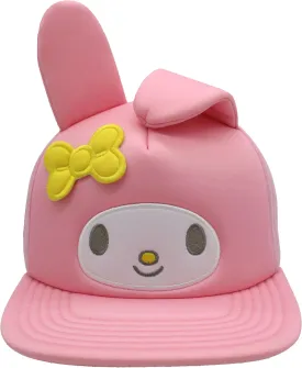 Hello Kitty Baseball Cap, Women's Snapback Hat with Flat Brim and 3D Ribbon and Ears