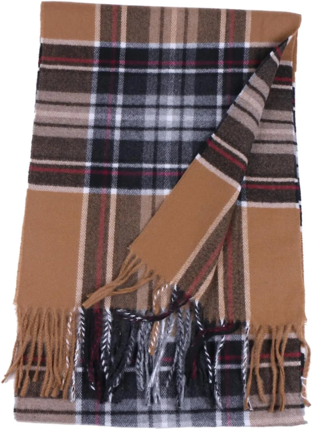 Herringbone Houndstooth Checked Pattern Cashmere Feel Classic Soft Luxurious Winter Scarf For Men Women