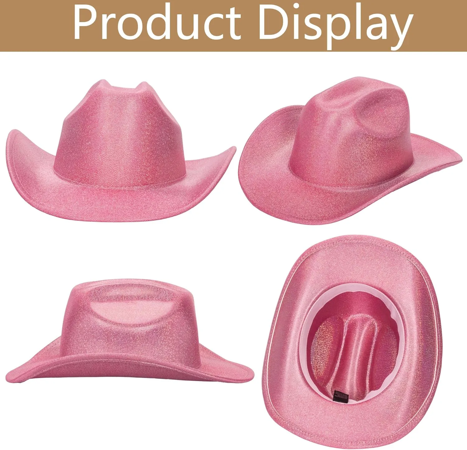 Holographic Western Cowboy Hat for Women - Sparkly Cowgirl Hat for for Wedding Music Costume PartyM-L