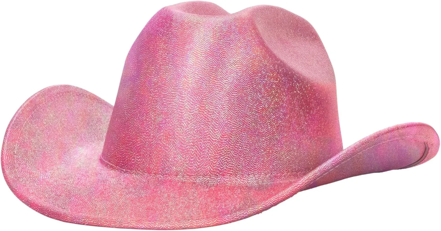 Holographic Western Cowboy Hat for Women - Sparkly Cowgirl Hat for for Wedding Music Costume PartyM-L