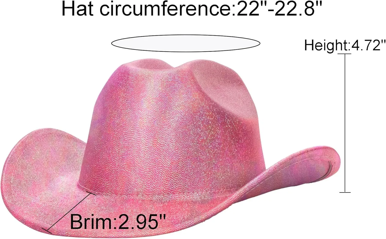 Holographic Western Cowboy Hat for Women - Sparkly Cowgirl Hat for for Wedding Music Costume PartyM-L