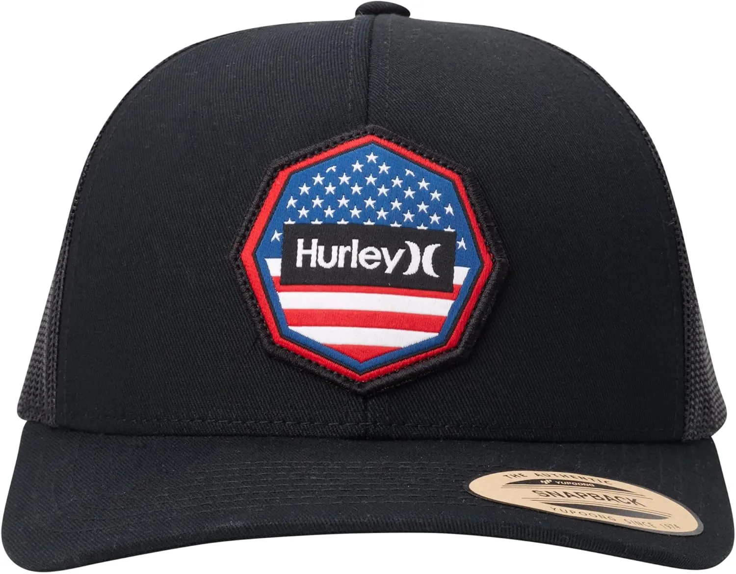 Hurley Mens Trucker Hat - Flat Brim Mesh Baseball Cap and Hats for Men with Adjustable Snapback Closure