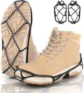 Ice Cleats Snow Grips, Anti-Slip Crampons Traction Lightweight Portable for Walking on Snow & Ice, Easy Step-in for Shoes/Boots
