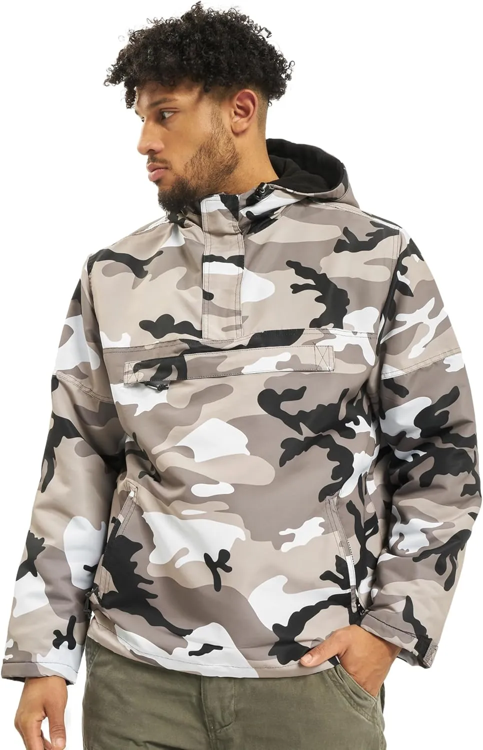 Individual Wear Men's Fleece-Lined Quarter Zip Windbreaker Pullover - Lightweight Weatherproof Casual Outdoor Jacket