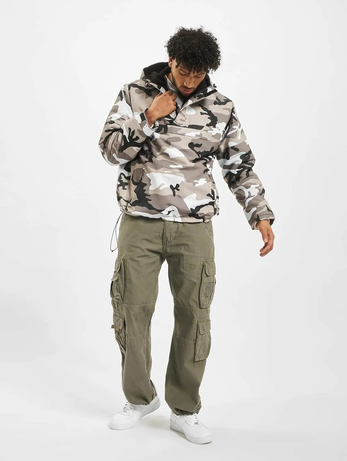 Individual Wear Men's Fleece-Lined Quarter Zip Windbreaker Pullover - Lightweight Weatherproof Casual Outdoor Jacket