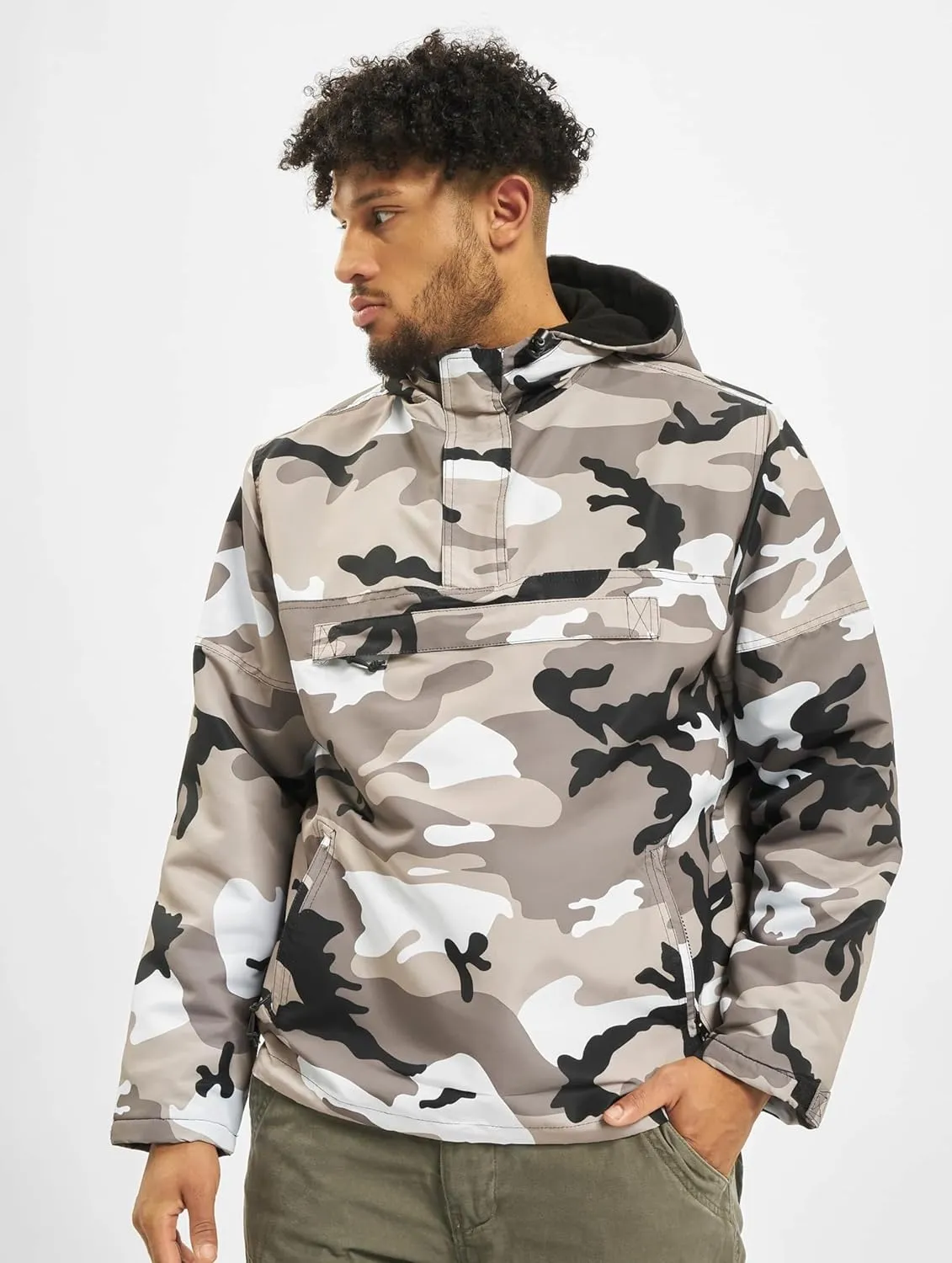 Individual Wear Men's Fleece-Lined Quarter Zip Windbreaker Pullover - Lightweight Weatherproof Casual Outdoor Jacket