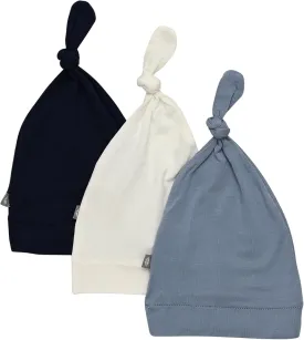 KYTE BABY Rayon Made from Bamboo Baby Beanie Hats - Super Soft Knotted Caps Available in Pattern and Solid Colors - 3 Pack