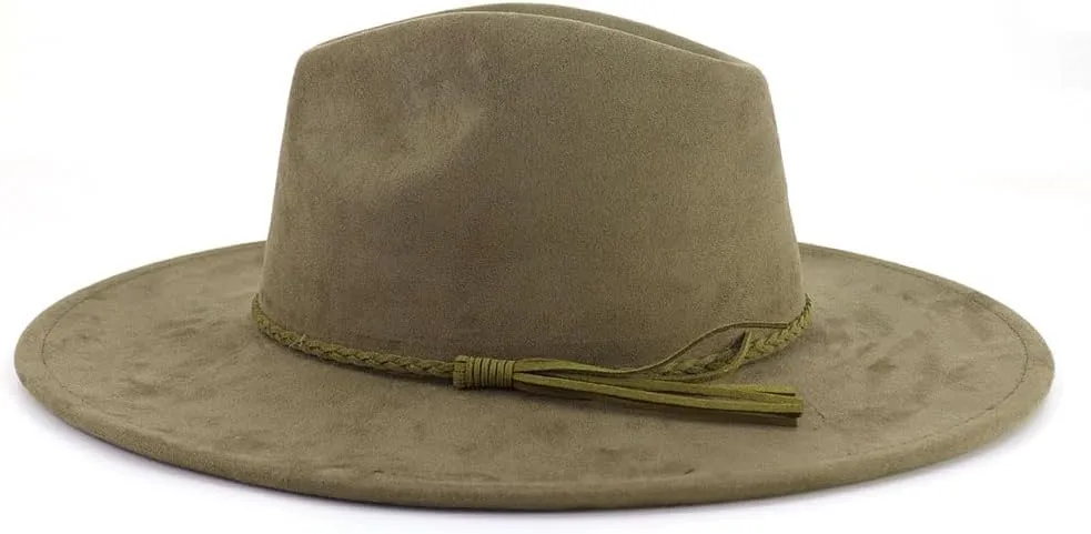 LIDHAY Big Wide Brim Fedora Hats for Women Men Western Suede Hat Large Felt Panama Hat Rancher Hat