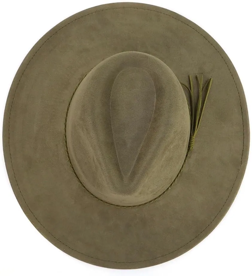 LIDHAY Big Wide Brim Fedora Hats for Women Men Western Suede Hat Large Felt Panama Hat Rancher Hat