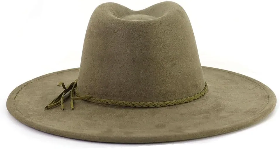 LIDHAY Big Wide Brim Fedora Hats for Women Men Western Suede Hat Large Felt Panama Hat Rancher Hat