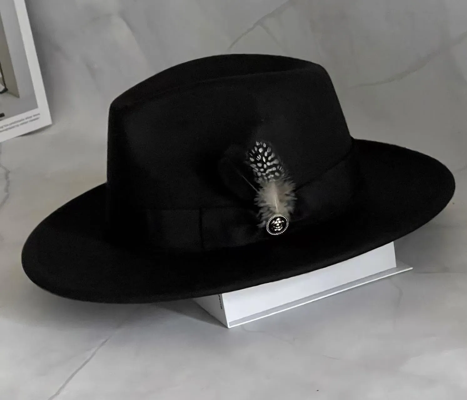 L'ouve Classic Fedora Hats for Men & Women Wide Brim Felt Hat Panama Dress Fedora Hat 2024