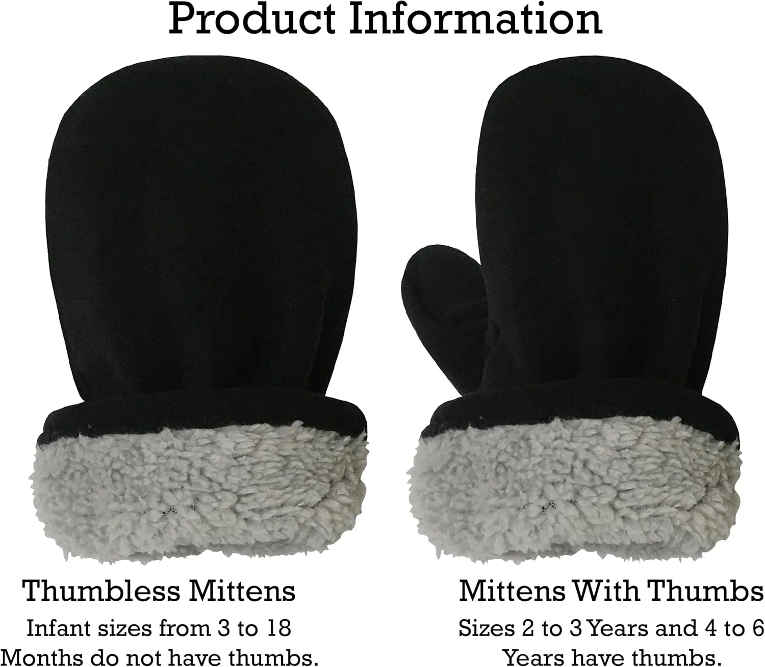 N'Ice Caps Baby Toddler Mittens Kids 2 Pairs Fleece Gloves Winter Warm Sherpa Lined