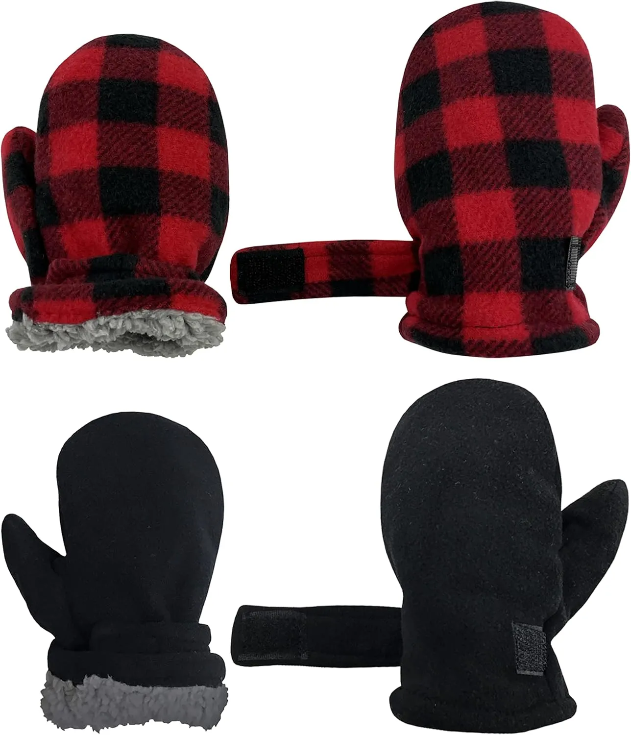 N'Ice Caps Baby Toddler Mittens Kids 2 Pairs Fleece Gloves Winter Warm Sherpa Lined