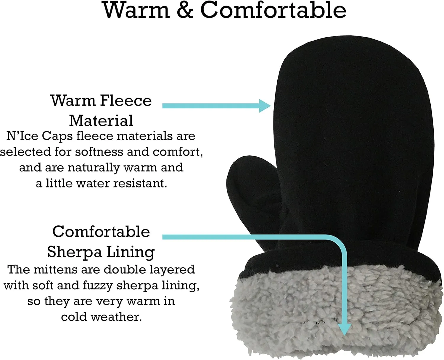 N'Ice Caps Baby Toddler Mittens Kids 2 Pairs Fleece Gloves Winter Warm Sherpa Lined