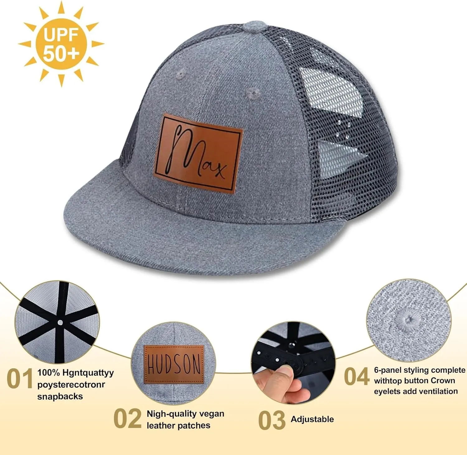 Personalized Baby Baseball Cap, Custom Toddler Baseball Hat Adjustable Snapback for Boys Girls Infant Baseball Cap