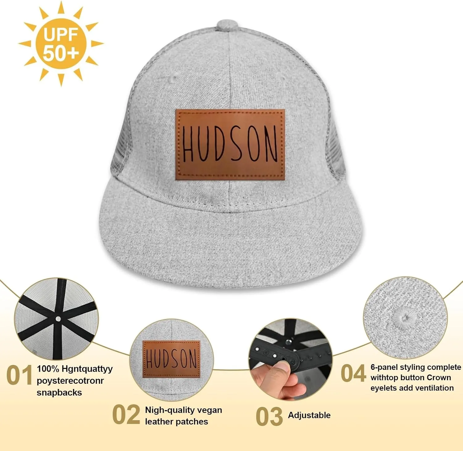 Personalized Baby Baseball Cap, Custom Toddler Baseball Hat Adjustable Snapback for Boys Girls Infant Baseball Cap