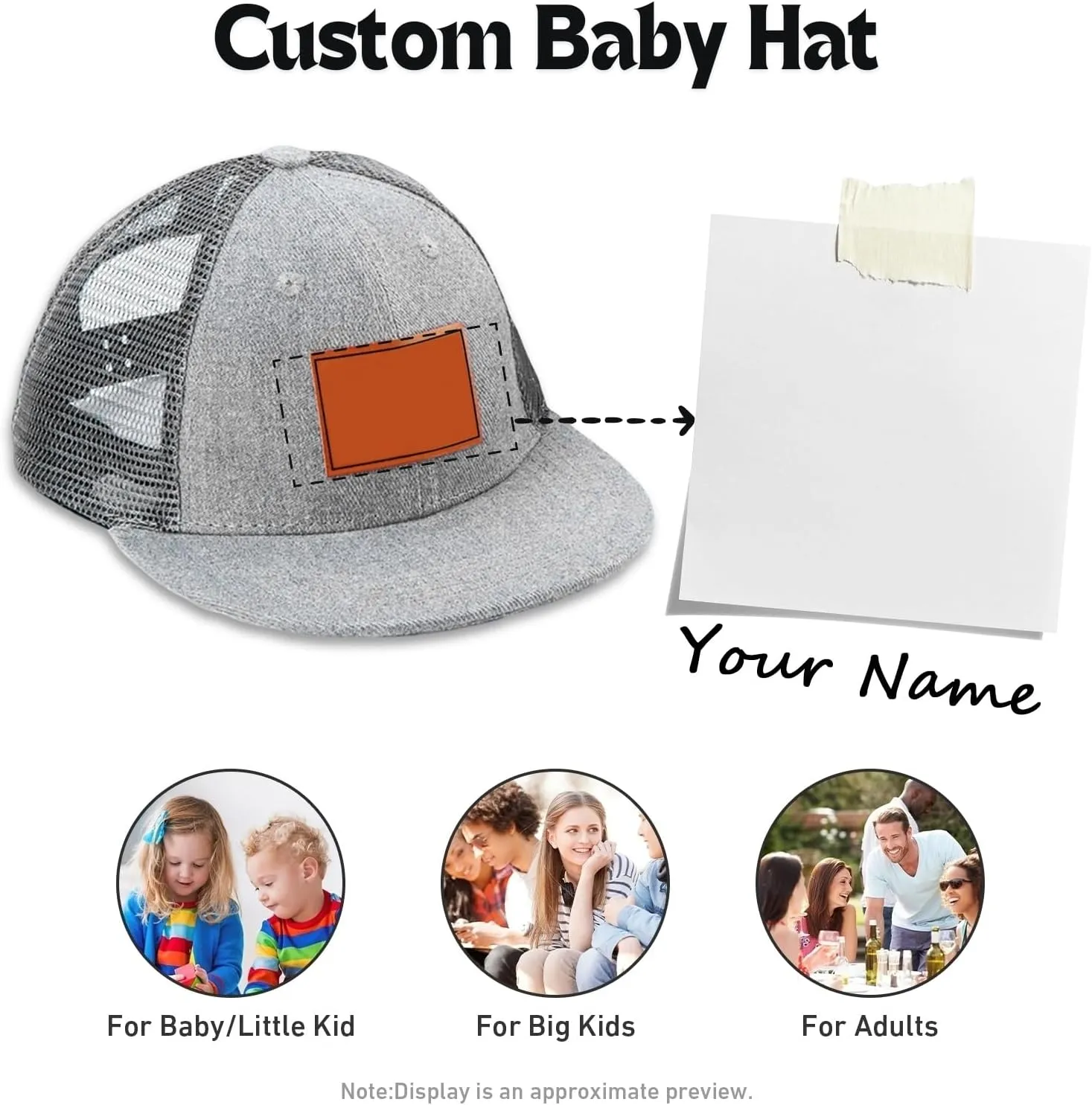 Personalized Baby Baseball Cap, Custom Toddler Baseball Hat Adjustable Snapback for Boys Girls Infant Baseball Cap