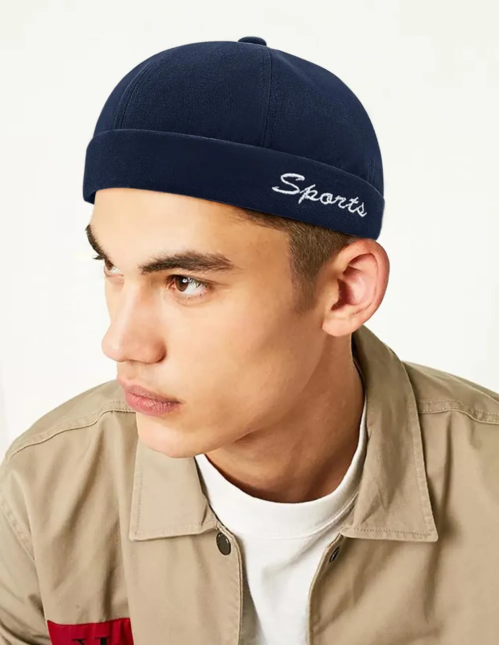 Retro Brimless Skullcap Hat Docker Cap,Sailor Worker Hat Beanie Hat for Mens
