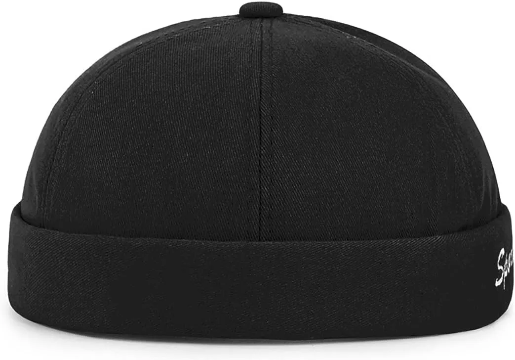 Retro Brimless Skullcap Hat Docker Cap,Sailor Worker Hat Beanie Hat for Mens