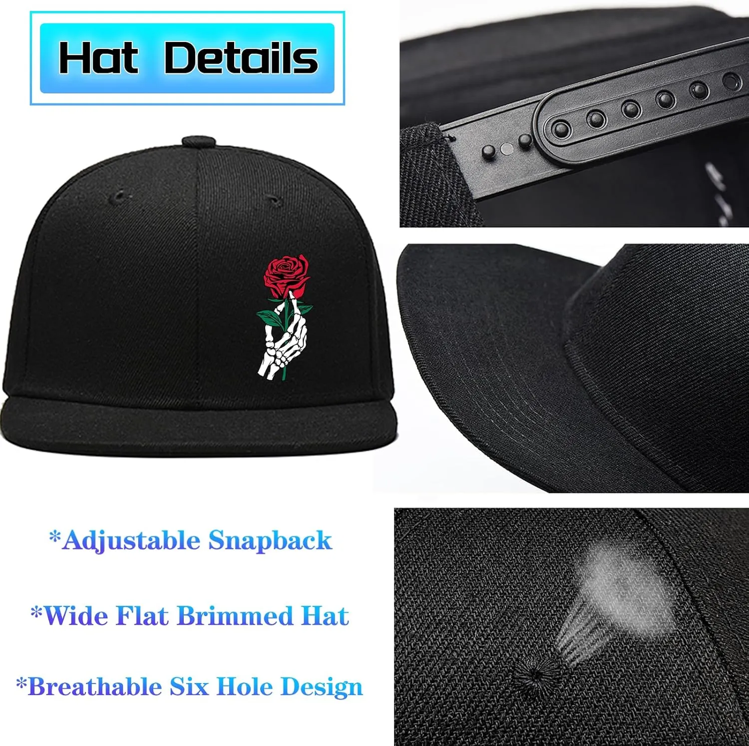 Snapback Hats Christian Hats for Men Flat Bill Hats for Men Adjustable Black Baseball Cap for Women