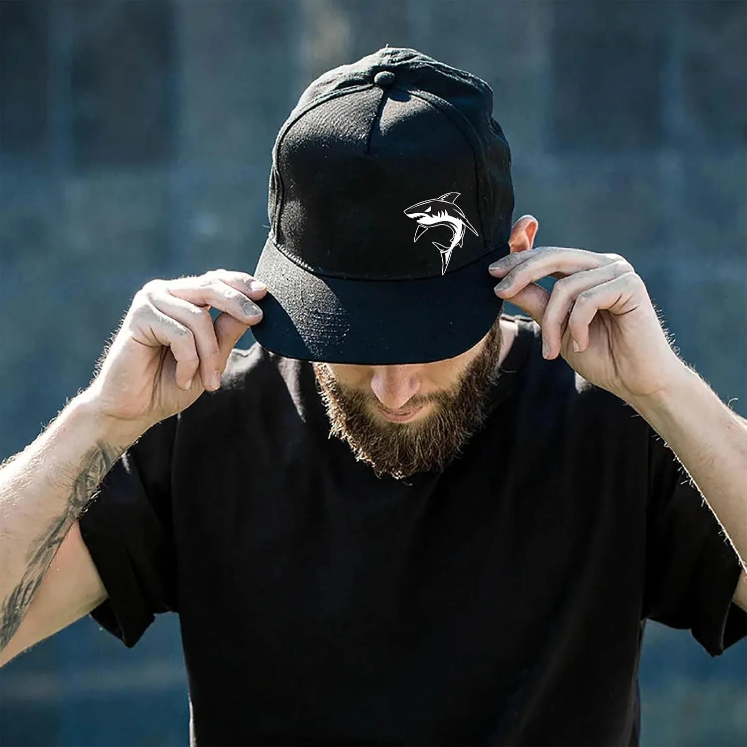 Snapback Hats for Men Flat Bill Hats for Men Fitted Hat Black Baseball Hats Hip Hop Caps