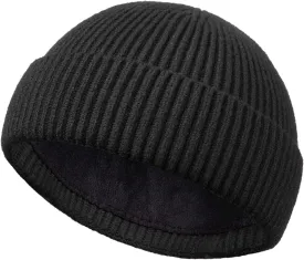 Swag Short Fisherman Beanie for Men Women, Wool Knit Cuffed Fleece Lined Trawler Beanies Winter Warm Hat