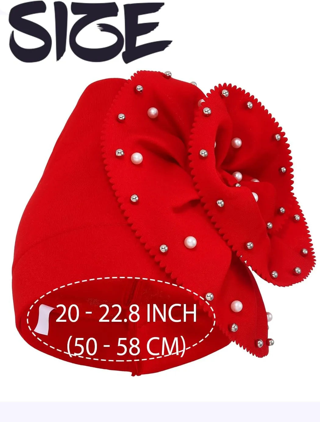 Urieo African Turban Headwrap Flower Head Wrap Cap Pre-Tied Pearl Head Scarf for Women