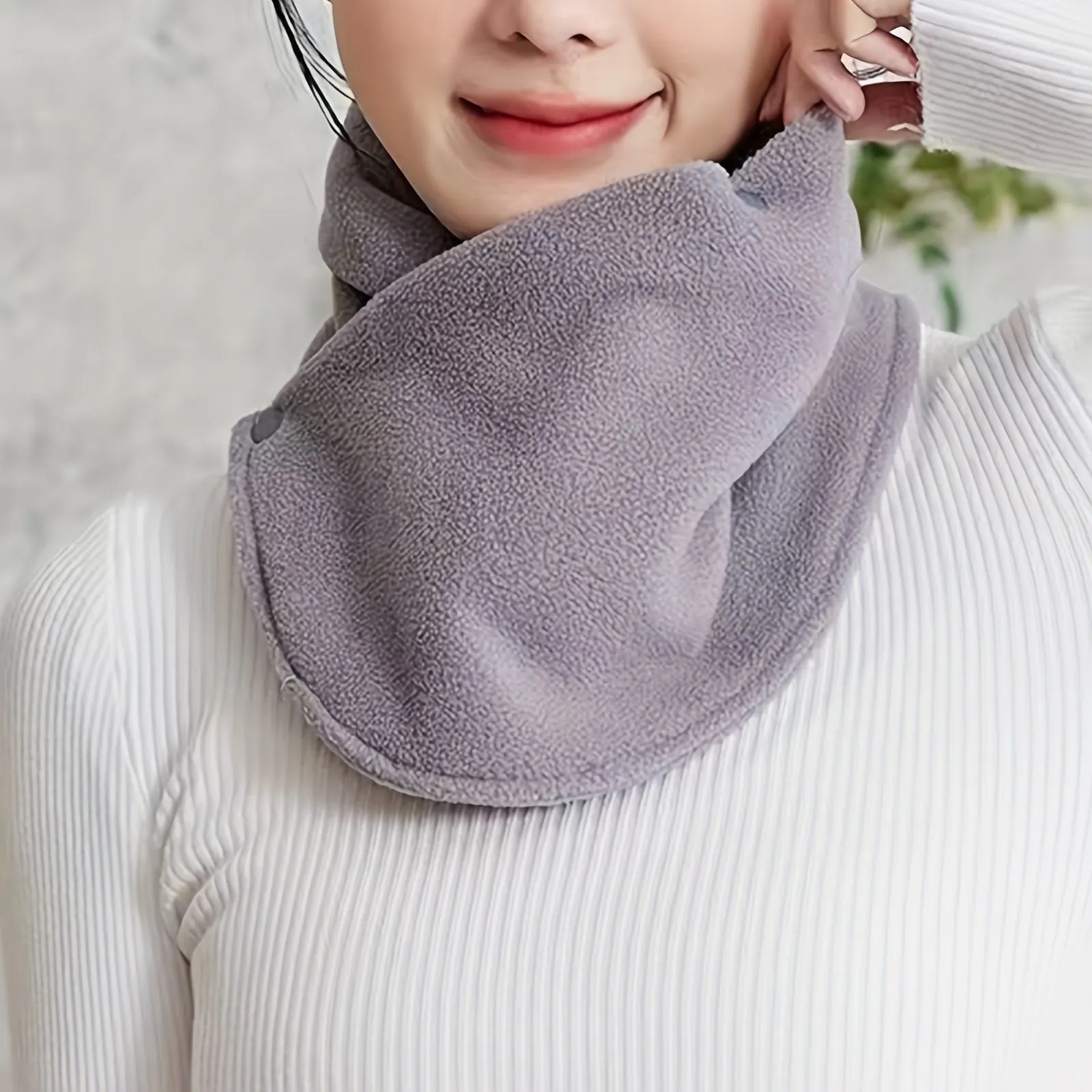 Versatile Solid Color Snap Neck Gaiter Stay Warm and Stylish
