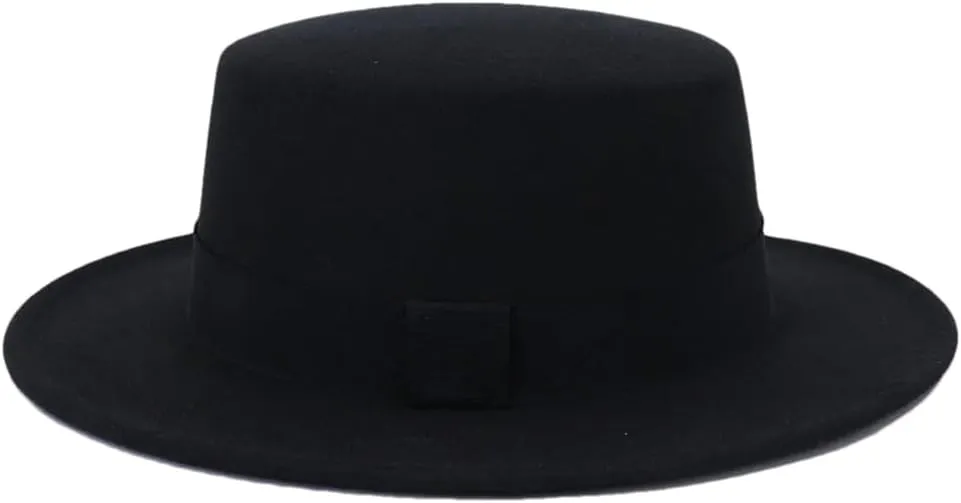 Women Men Wide Brim Fedora Hat for Festival Boater Flat Top Hats for Party Wedding