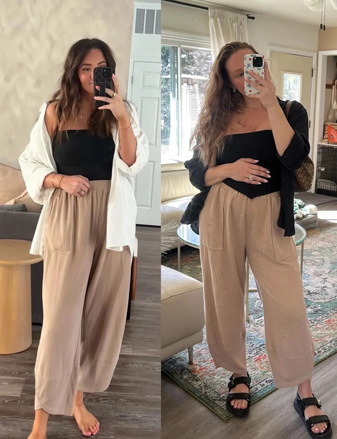 Womens Harem Pants Summer Casual 2025 Elastic Waist Palazzo Baggy Pants Wide Leg Sweatpants with Pockets