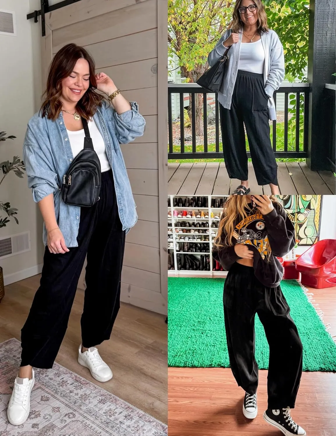 Womens Harem Pants Summer Casual 2025 Elastic Waist Palazzo Baggy Pants Wide Leg Sweatpants with Pockets