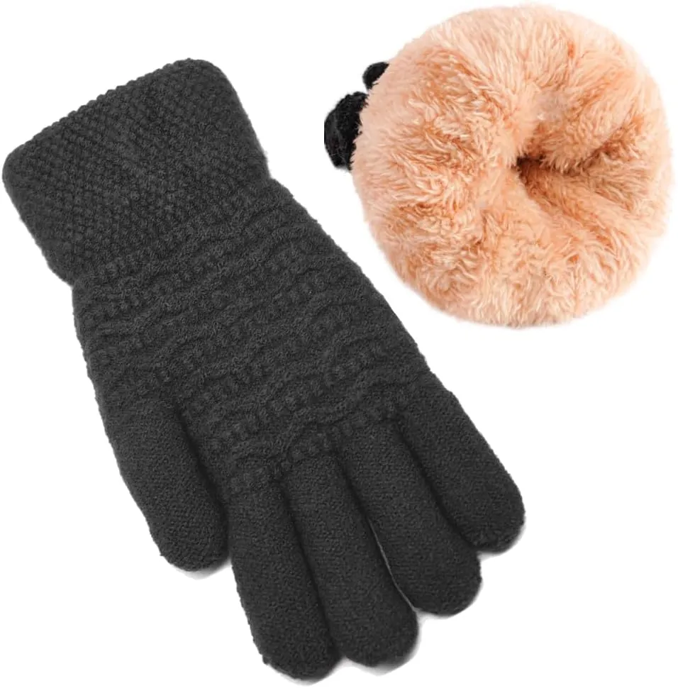 Women's Winter Warm Touch Screen Gloves Womens Thermal Cable Knit Wool Fleece Lined Glove for Cold Weather