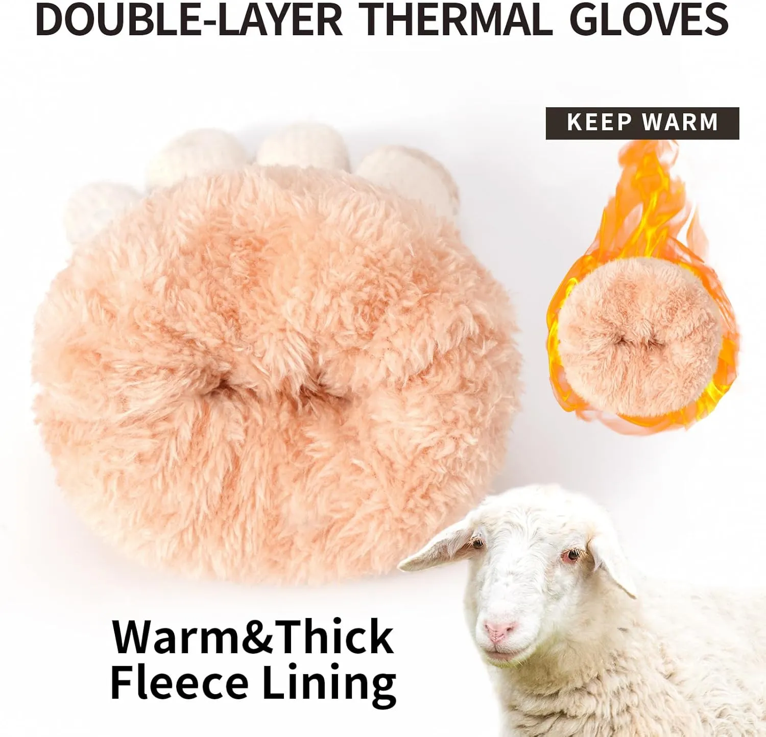 Women's Winter Warm Touch Screen Gloves Womens Thermal Cable Knit Wool Fleece Lined Glove for Cold Weather