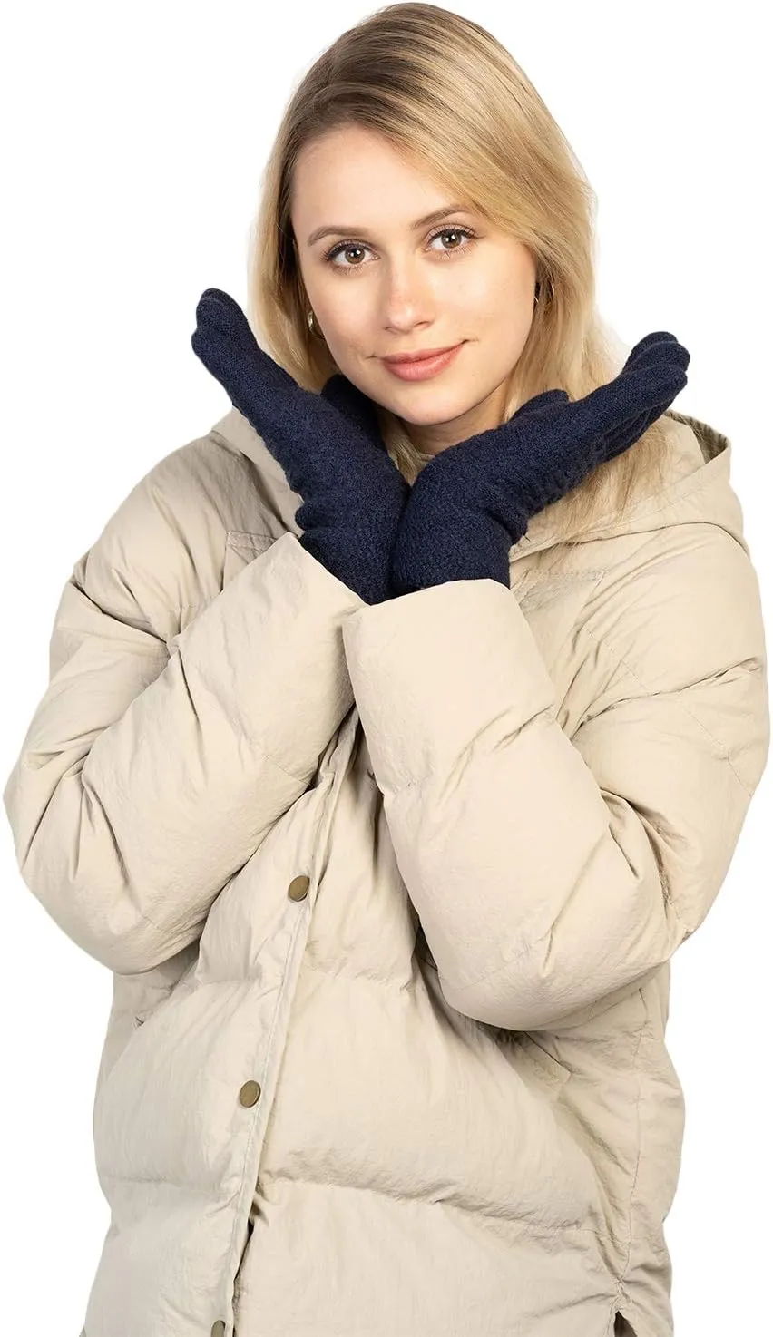 Women's Winter Warm Touch Screen Gloves Womens Thermal Cable Knit Wool Fleece Lined Glove for Cold Weather