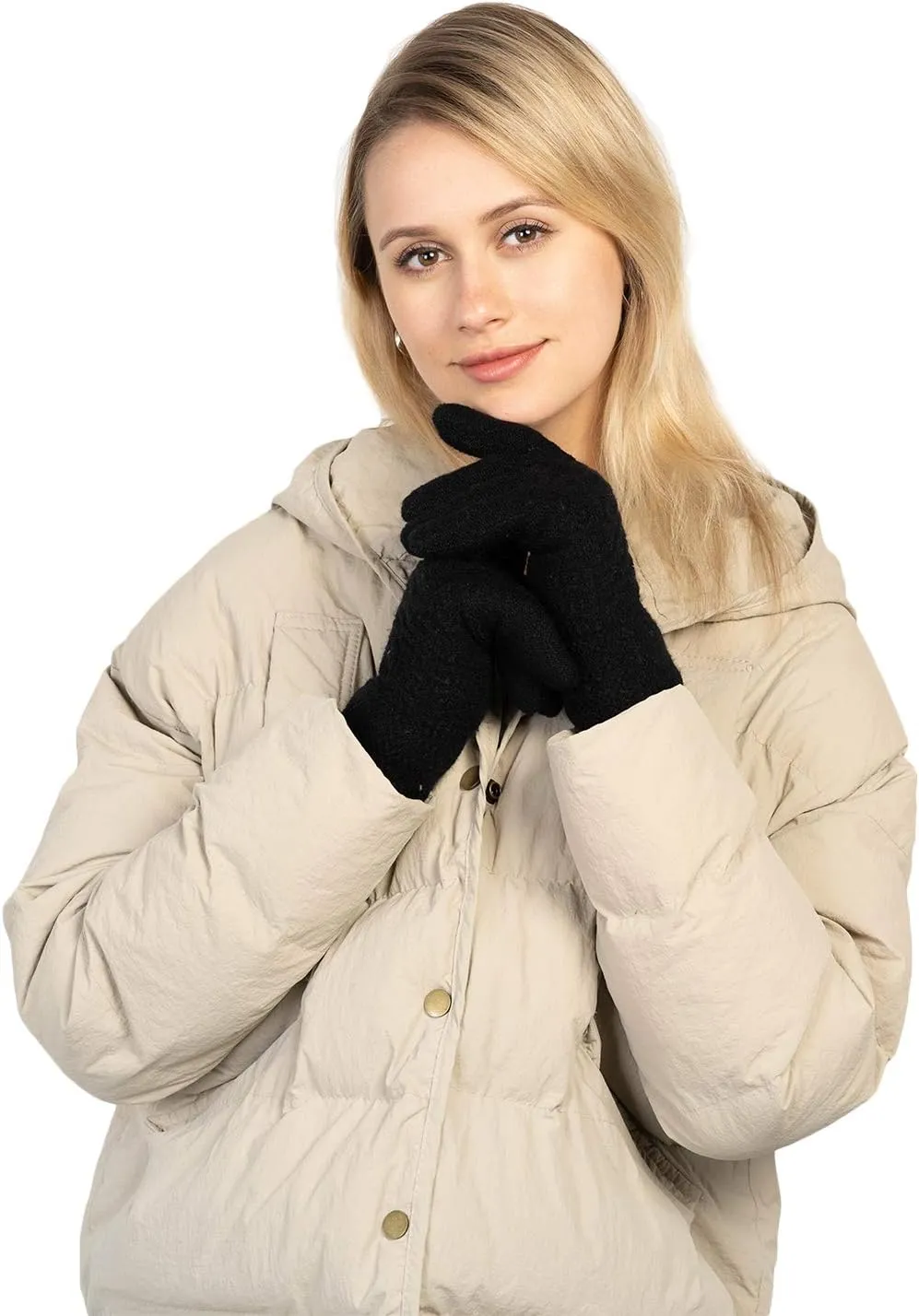 Women's Winter Warm Touch Screen Gloves Womens Thermal Cable Knit Wool Fleece Lined Glove for Cold Weather